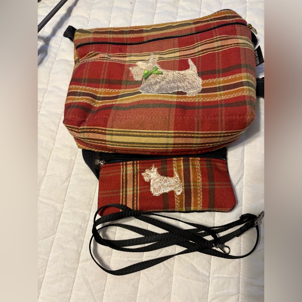 Dixie Bags Purse with Wallet Crossbody Bag Plaid With Scotty Dog - Picture 2 of 15